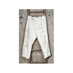 White Herringbone Twill Trousers Painters Pants