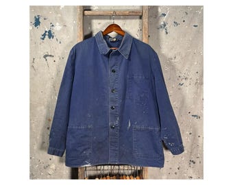 XL 1980s Herringbone Chore Jacket Smock