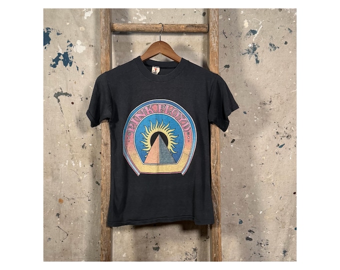 Pink Floyd 1970s Pyramid T-Shirt Faded Black