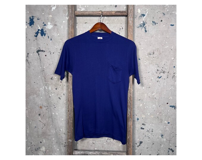 All Cotton 1960s Akom Pocket Tee Blue