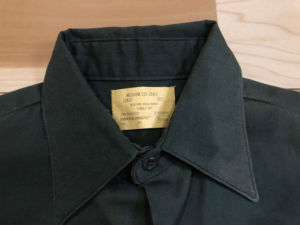 Distressed 1970s Sears Perma Prest Shirt Natural dye