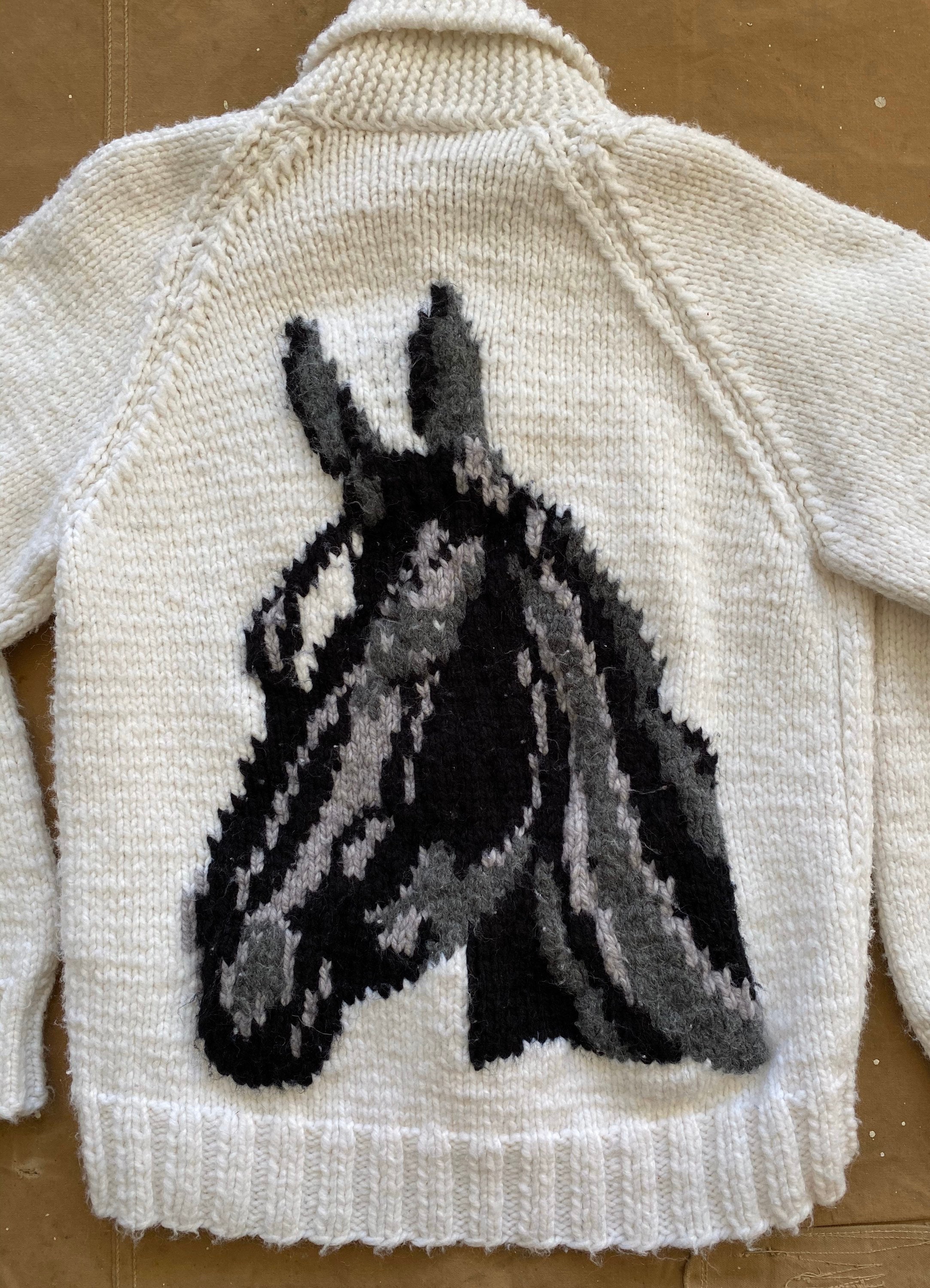 70s Cowichan Wool Sweater Horse Cardigan 70s Cowichan Wool Sweater Horse Cardigan