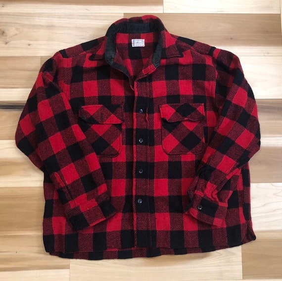 1950s Penneys Towncraft Wool Shirt Buffalo Plaid