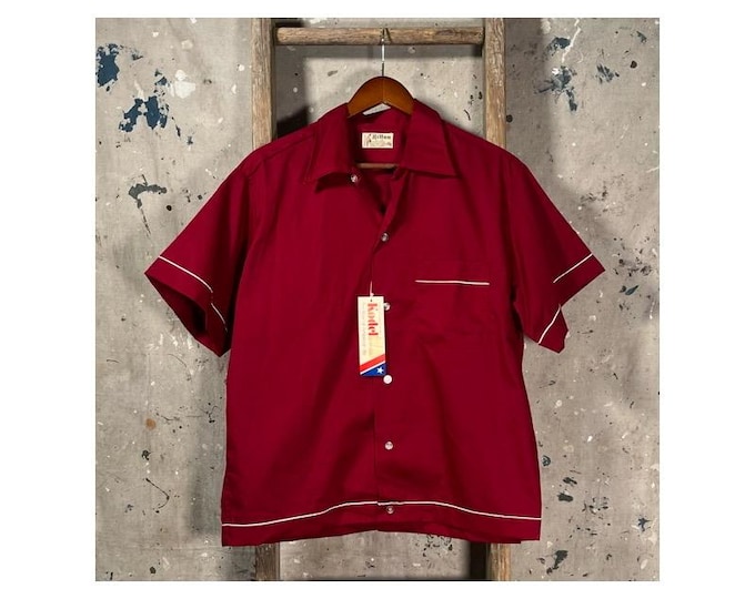 Burgundy 1970s Bowling Shirt *Deadstock