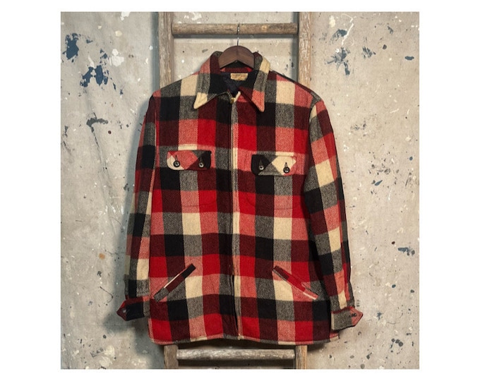 1950s Wool Shirt Jacket Buffalo Plaid