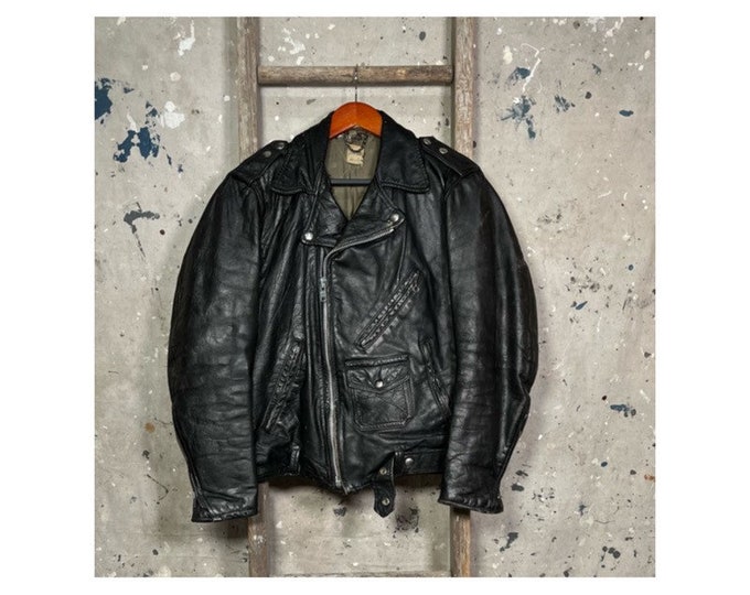 Quilt Lined '50s Steer Hide Leather Motorcycle Jacket