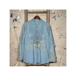 Repaired 1940s Chambray Button Down Distressed