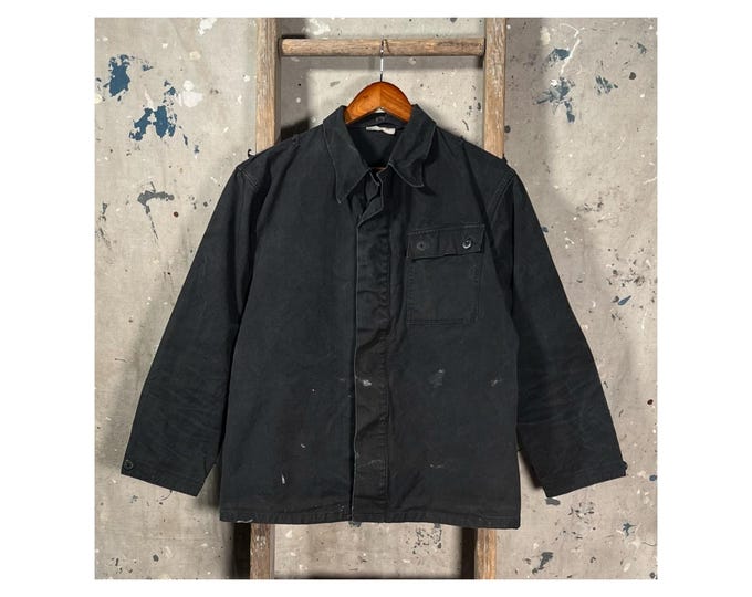 Faded Black Cotton Work Jacket