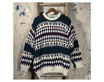 1980's Fair Isle Sweater Cotton Made in USA