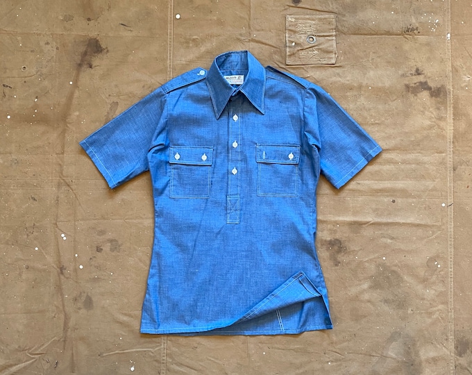 1970s Chambray Shirt Denim Pullover NOS