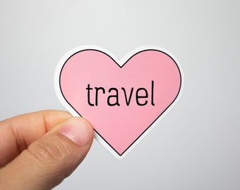 I love travel heart sticker | waterproof vinyl decal for water bottles and computers