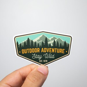 Waterproof vinyl sticker, Outdoor Adventure | water bottle sticker, computer, phone, laptop, mountain, travel, wanderlust, camping, hiking
