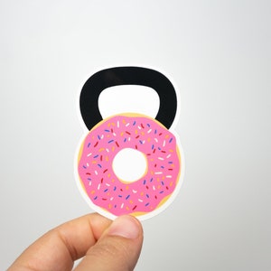 Donut kettlebell sticker | waterproof vinyl decal for water bottles and computers