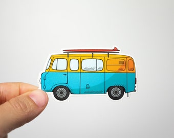 Blue campervan sticker | waterproof vinyl decal for water bottles and computers