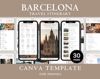 Barcelona Reiseplan | Spanien Trip Planner (Canva Digital Download)