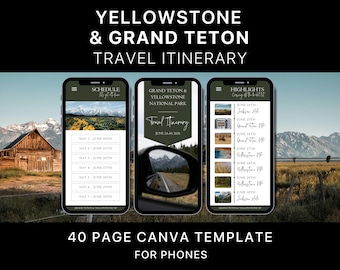 Yellowstone & Grand Teton Reisepass | Canva Reiseplaner (Digitaler Download