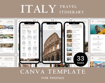 Italien bearbeitbare Reiseplanvorlage | Reiseverlauf | Canva Reiseführer | Reiseagent Planer | Urlaub Ferienplaner