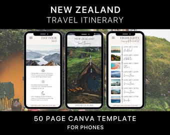 Neuseeland Reiseplan | 50-seitige Canva Vorlage (Digitaler Download)
