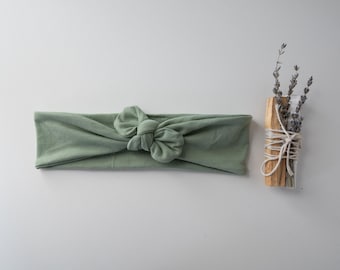 Light Green Knot Headband | Cotton Jersey Turban Headband - Baby & Toddler
