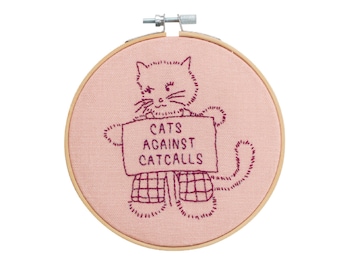 Cats Against Catcalls Embroidery Hoop Kit