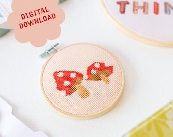 Toadstool Mini Cross Stitch PDF Pattern – Instant Download