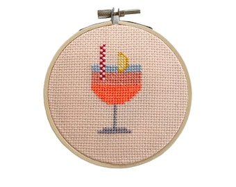 Aperol Cocktail Cross Stitch Kit