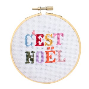 C'est Noel Cross Stitch Kit White Fabric