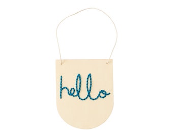 Wooden Board Embroidery Kit - Hello