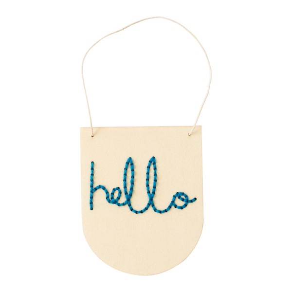 Wooden Board Embroidery Kit - Hello