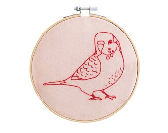 Budgerigar Embroidery Hoop Kit