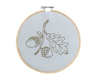 Hoop Embroidery Kit - Acorn