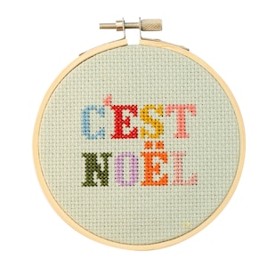 C'est Noel Cross Stitch Kit Mint Fabric