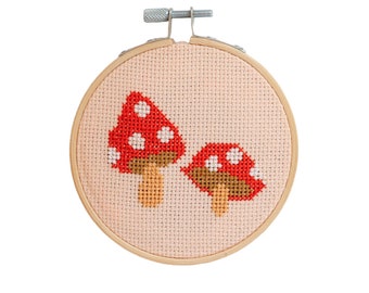 Toadstool Cross Stitch Kit - Red