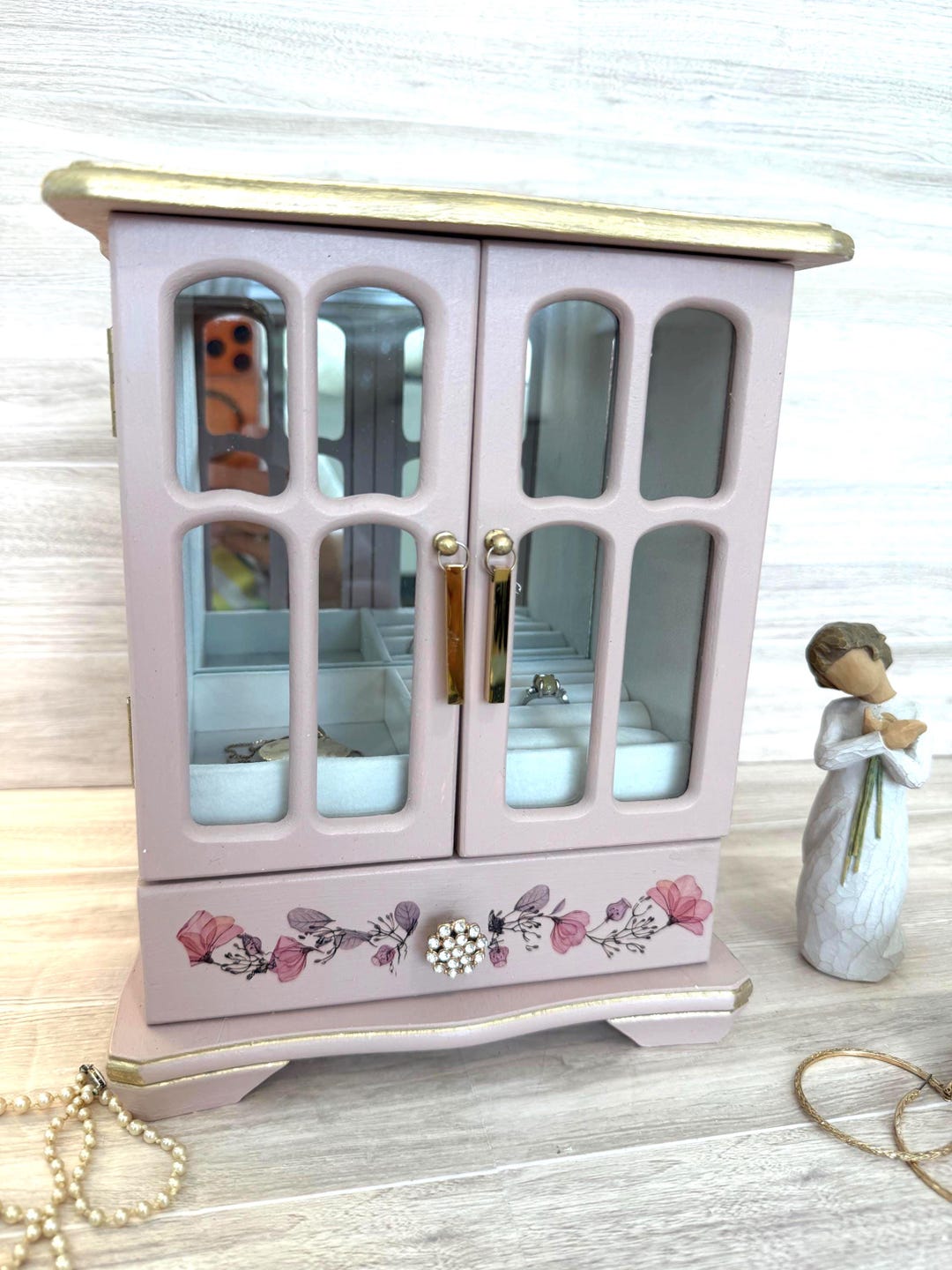 Jewelry Box Hand Painted Pink Shabby Chic Farmhouse Boho - Etsy