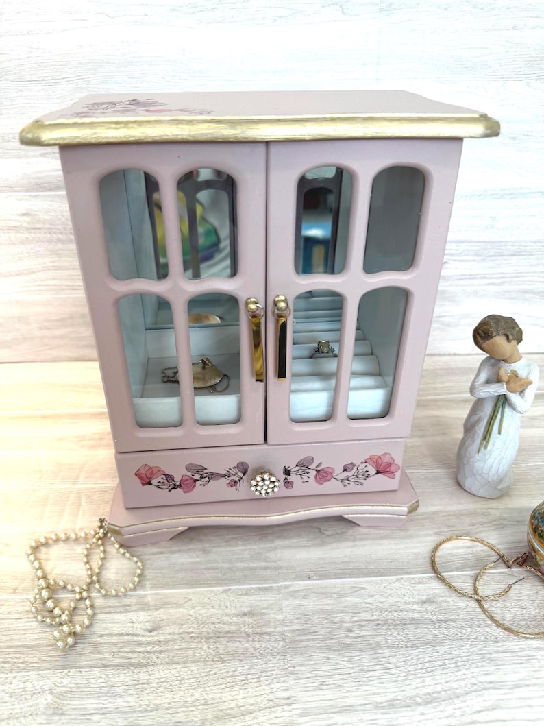 Jewelry Box Hand Painted Pink Shabby Chic Farmhouse Boho - Etsy