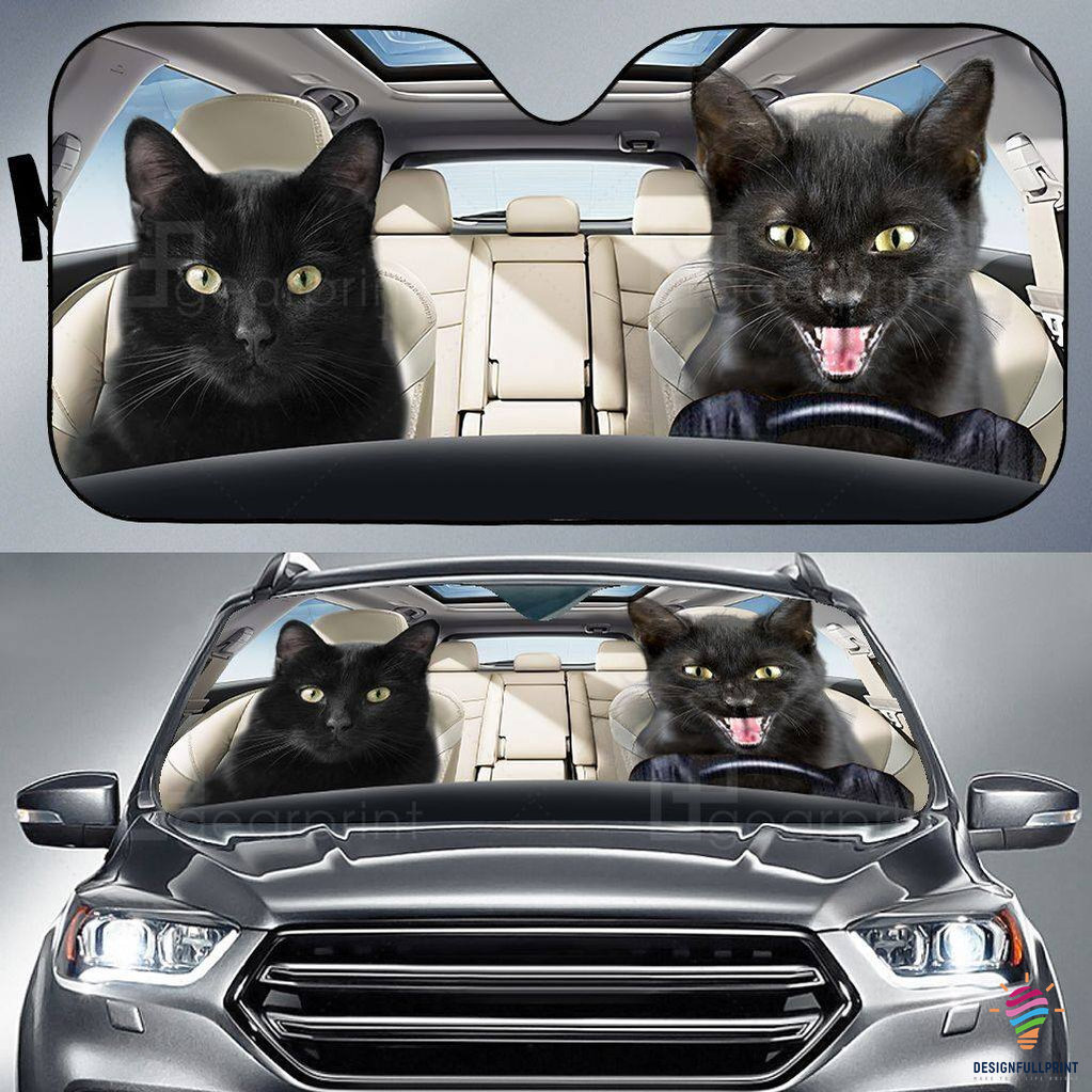 Funny Black Cat Couple Sun Shade Car Window Shades Sun Shades CM Cat Lover Gift