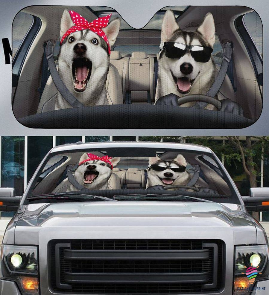 Funny Husky Couple Sun Shade Car Window Shades Sun Shades CM Dog Lover Gift