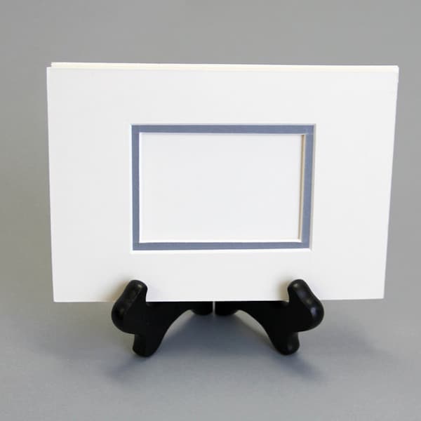 ACEO Mat Double mat for aceo fits  5 x 7 frame in off white with Grey inset, kit with acid free foam core and 2 clear sleeves