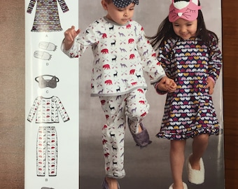 Sewing pattern for Children’s, Dress, Top and pant, slippers, and mask