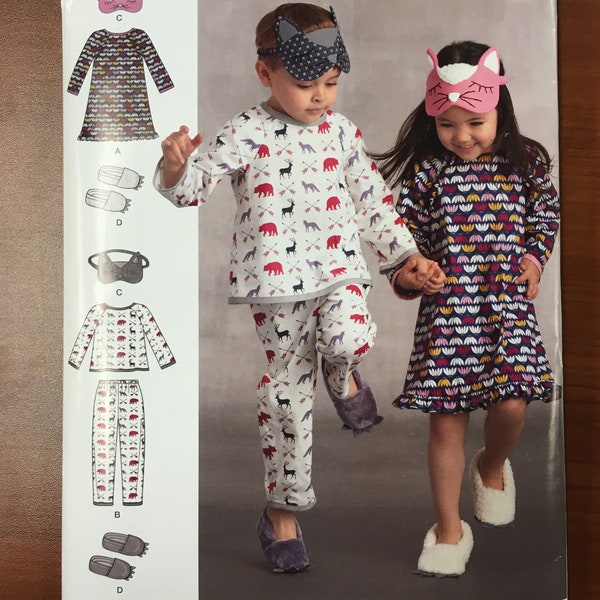 Sewing pattern for Children’s, Dress, Top and pant, slippers, and mask