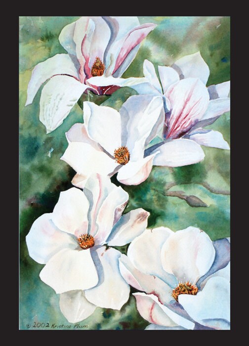 Note card Magnolia watercolor Painting Sunny | Etsy