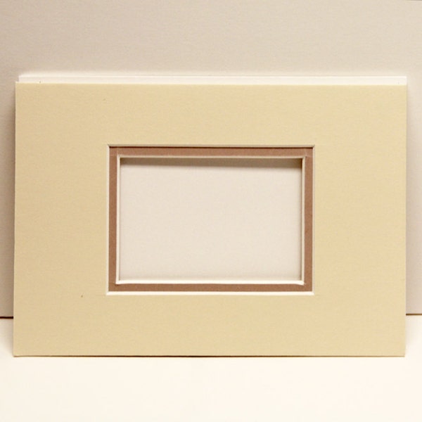 Double mat for aceo fits  5 x 7 frame in Ivory with Rose Grey inset, kit with acid free foam core and 2 clear sleeves