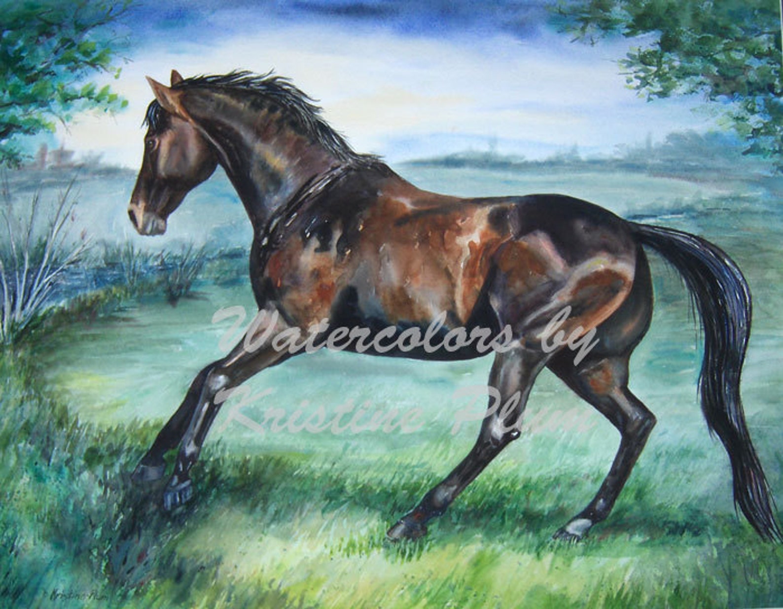 Blank Note Cards Horse Galloping Card From the Watercolor Etsy