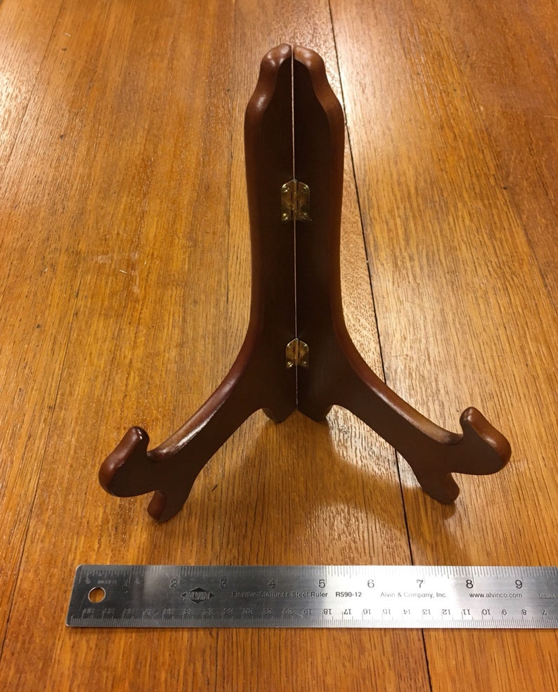 Wood tabletop easel plate stand Walnut color picture stand 9 Etsy
