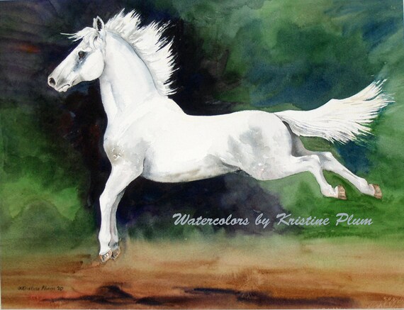 Pferd Notecard Lipizzaner Pferd Aquarell Malerei Springen Etsy