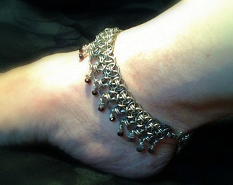 Helm Plus Weave in Aluminium w Swarovski Dangles Anklet