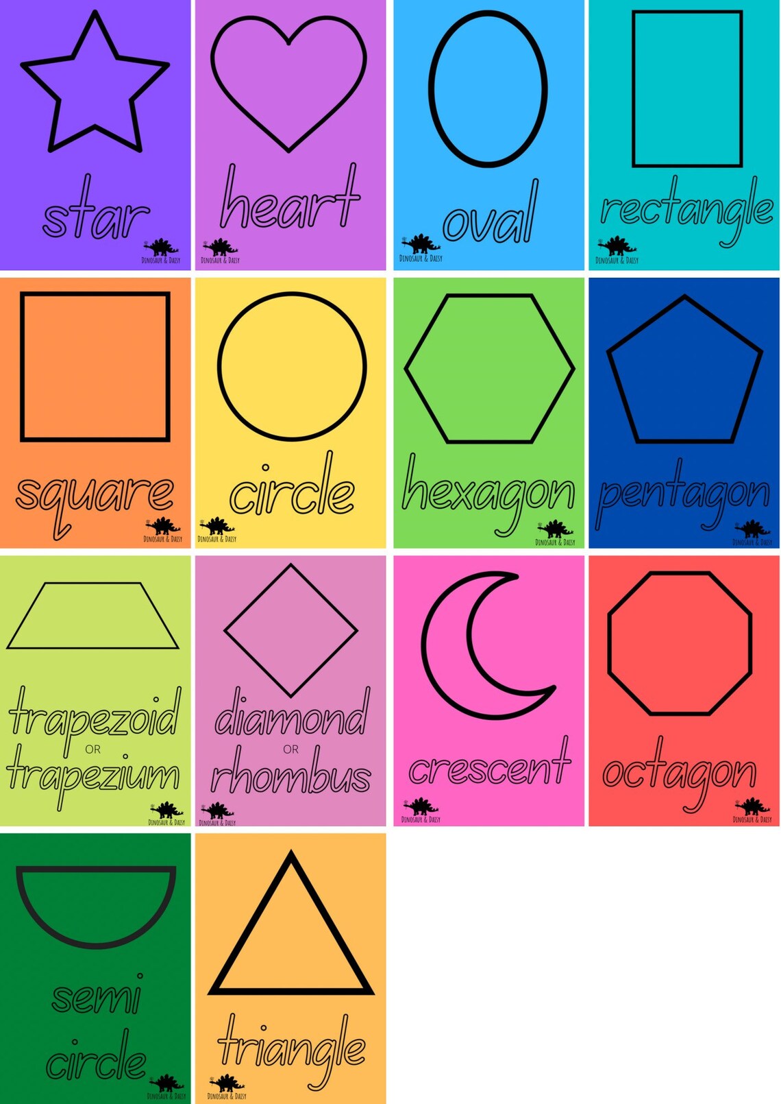 Alphabet Numbers 120 2D shapes 3D objects printable flash Etsy