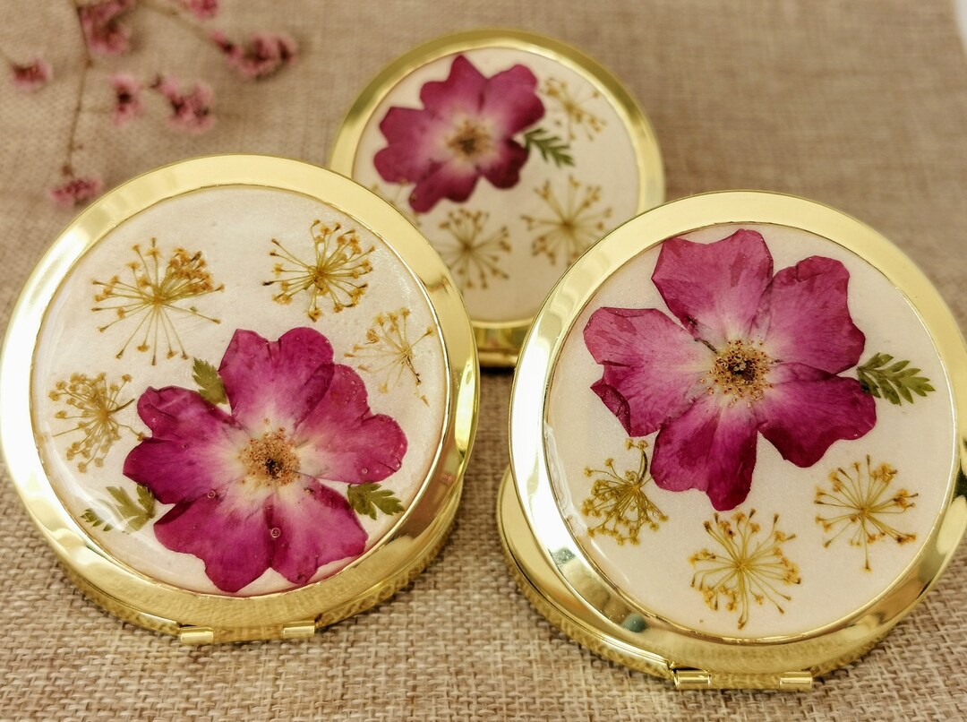 Mini Makeup Compact Pocket Mirror, Vintage Cosmetic Mirror With Real