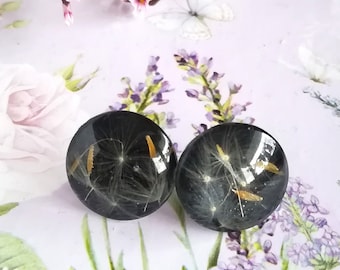 Black Dandelion Earrings - Dandelion Seeds Earrings - Dandelion Jewelry - Botanical Earrings - Gift For Her - Make a wish dandelion Earrings