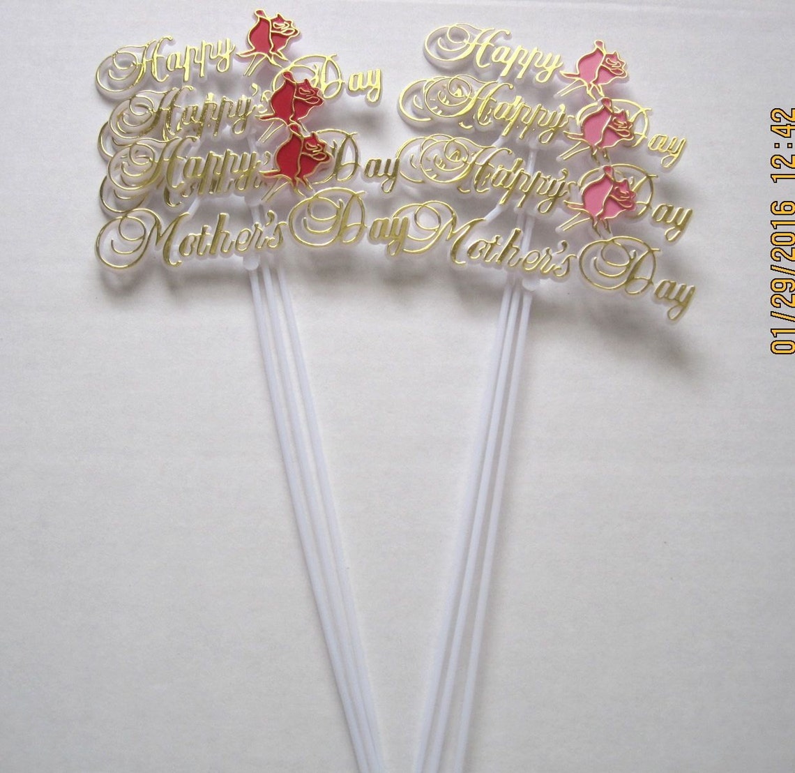 Floral Picks Happy MOTHER’S Day Flowers 2 Colors 12/Pk | Etsy